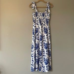 Floerns Summer Boho Floral Print Tie Strap A Line Long Maxi Dress, Size M